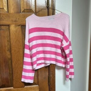Sincerely Jules Pink Striped Crew Neck Sweater
